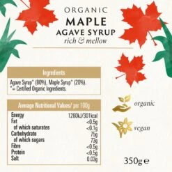 MAPLE AGAVE SYRUP -Fresh Spice Kitchen 13095 BIONAMapleAgaveSyrup350gBOP