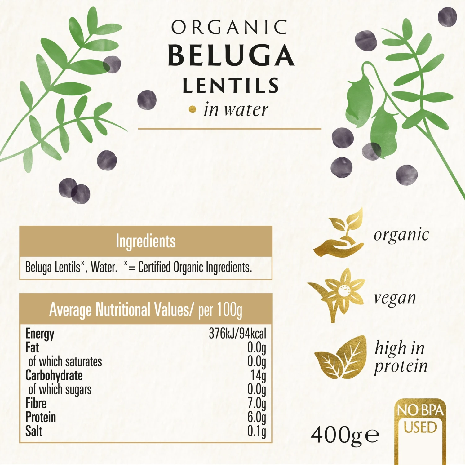 Beluga Lentils 400g - 6-Pack 2 Beluga Lentils 400g - 6-Pack - Image 2