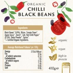 Chilli Black Beans 410g - 6-Pack -Fresh Spice Kitchen 15075BionaBlackBeanChilli410gBOP