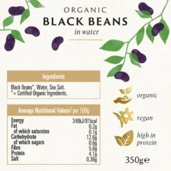 Black Beans 350g - 6-Pack -Fresh Spice Kitchen 16454BionaBlackBeansGlassJars350gBOP