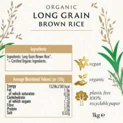 LONG GRAIN BROWN RICE -Fresh Spice Kitchen 18144BionaLongGrainBrownRice1kgBOP