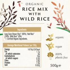 WILD RICE MIX -Fresh Spice Kitchen 18779BionaWildRiceMix500gBOP