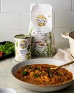 Butter Beans 400g - 6-Pack -Fresh Spice Kitchen Biona Butterbean Fusilli Minestrone 1