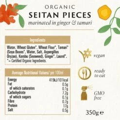 SEITAN PIECES IN GINGER AND TAMARI -Fresh Spice Kitchen Biona Seitan Pieces BOP Biona